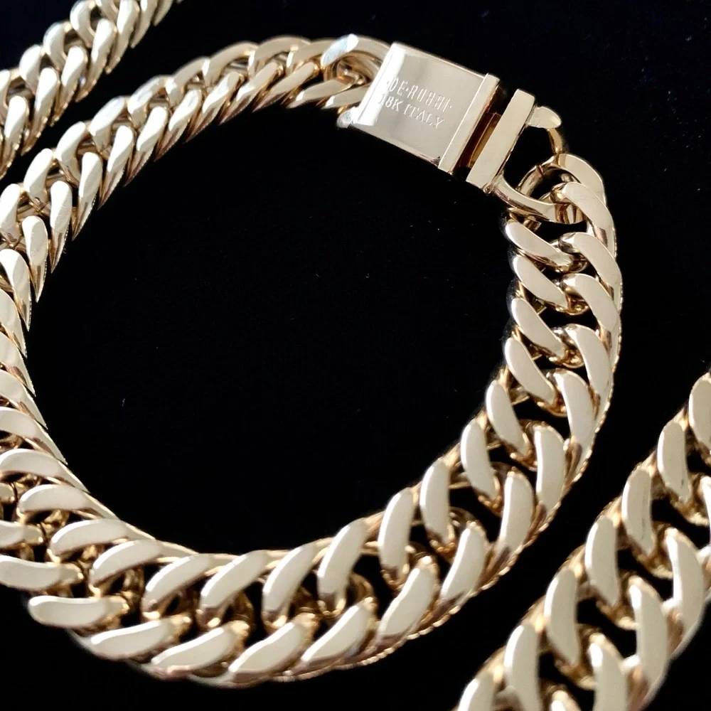 DOUBLE MIAMI CUBAN LINK BRACELET 18K GOLD MADE IN ITALY *LIFETIME WARRANTY*